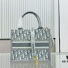 Gray D Leather Trim Small DIOR Book Tote 24 Early Spring New Arrival