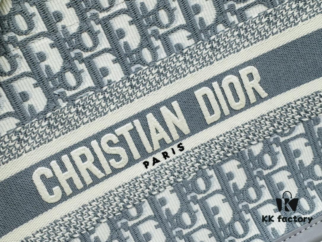 Gray D Leather Trim Small DIOR Book Tote 24 Early Spring New Arrival