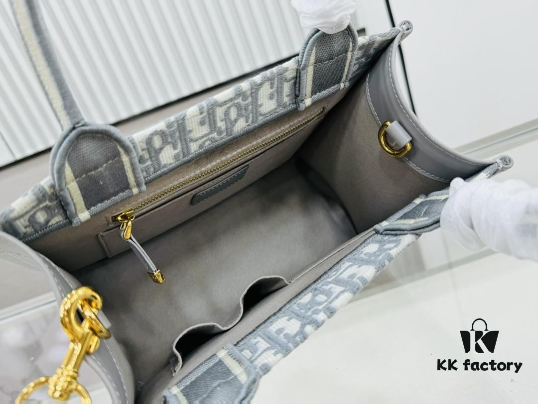 Gray D Leather Trim Small DIOR Book Tote 24 Early Spring New Arrival