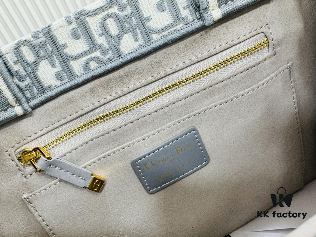 Gray D Leather Trim Small DIOR Book Tote 24 Early Spring New Arrival