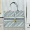 Gray Dior Book Tote II Medium Size with Leather Trim