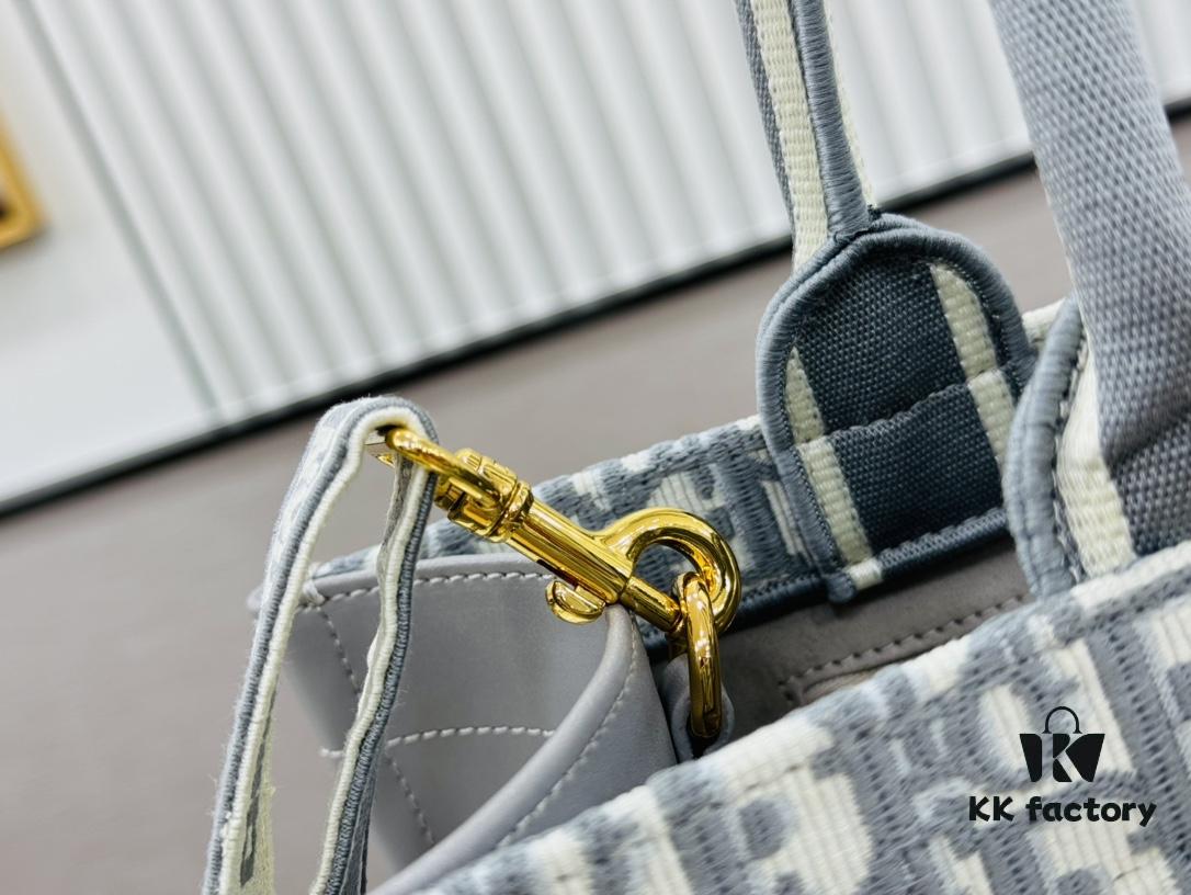 Gray Dior Book Tote II Medium Size with Leather Trim