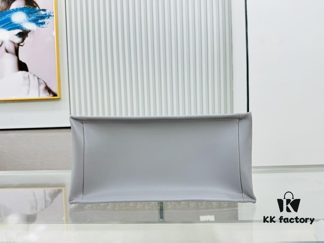 Gray Dior Book Tote II Medium Size with Leather Trim