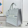 Gray D Leather Trim Large Tote Bag DIOR Book Tote24 Spring Collection