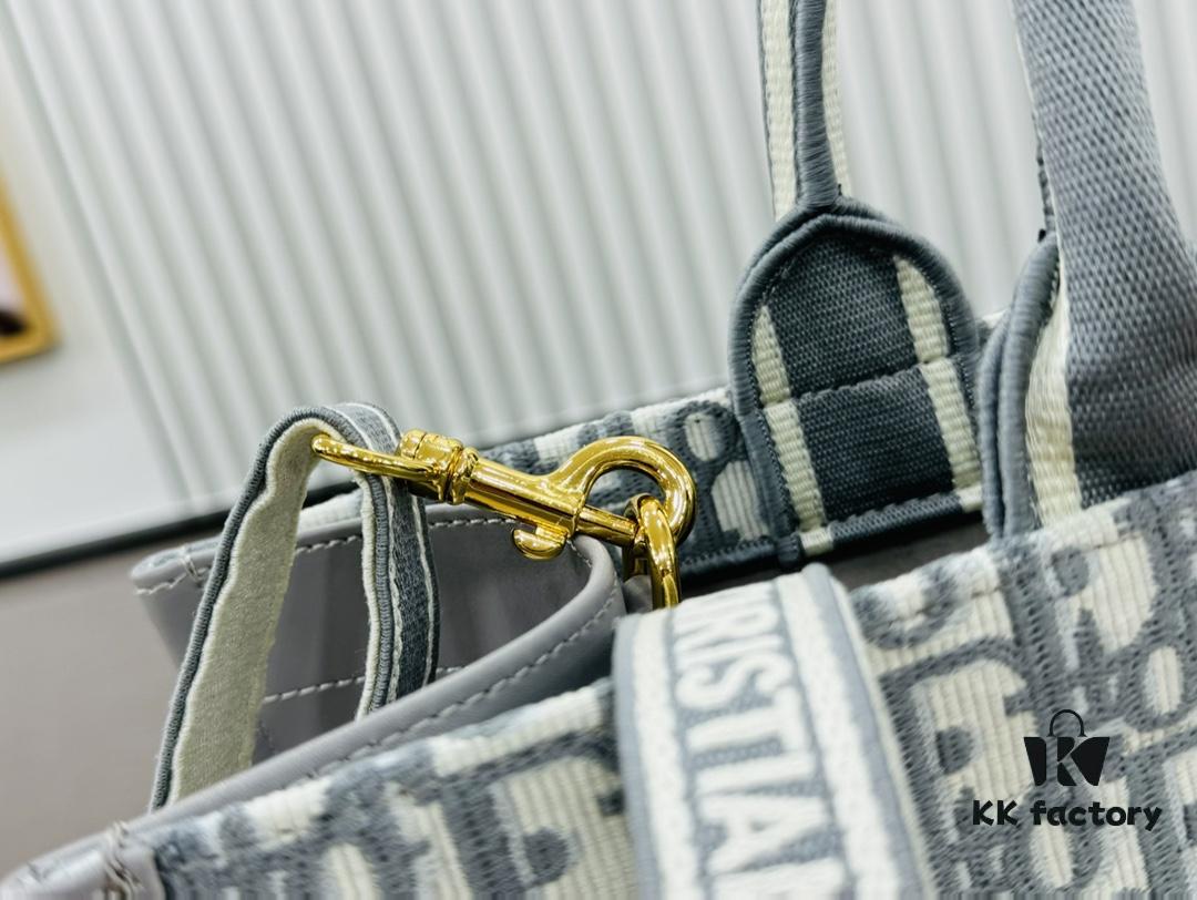 Gray D Leather Trim Large Tote Bag DIOR Book Tote24 Spring Collection