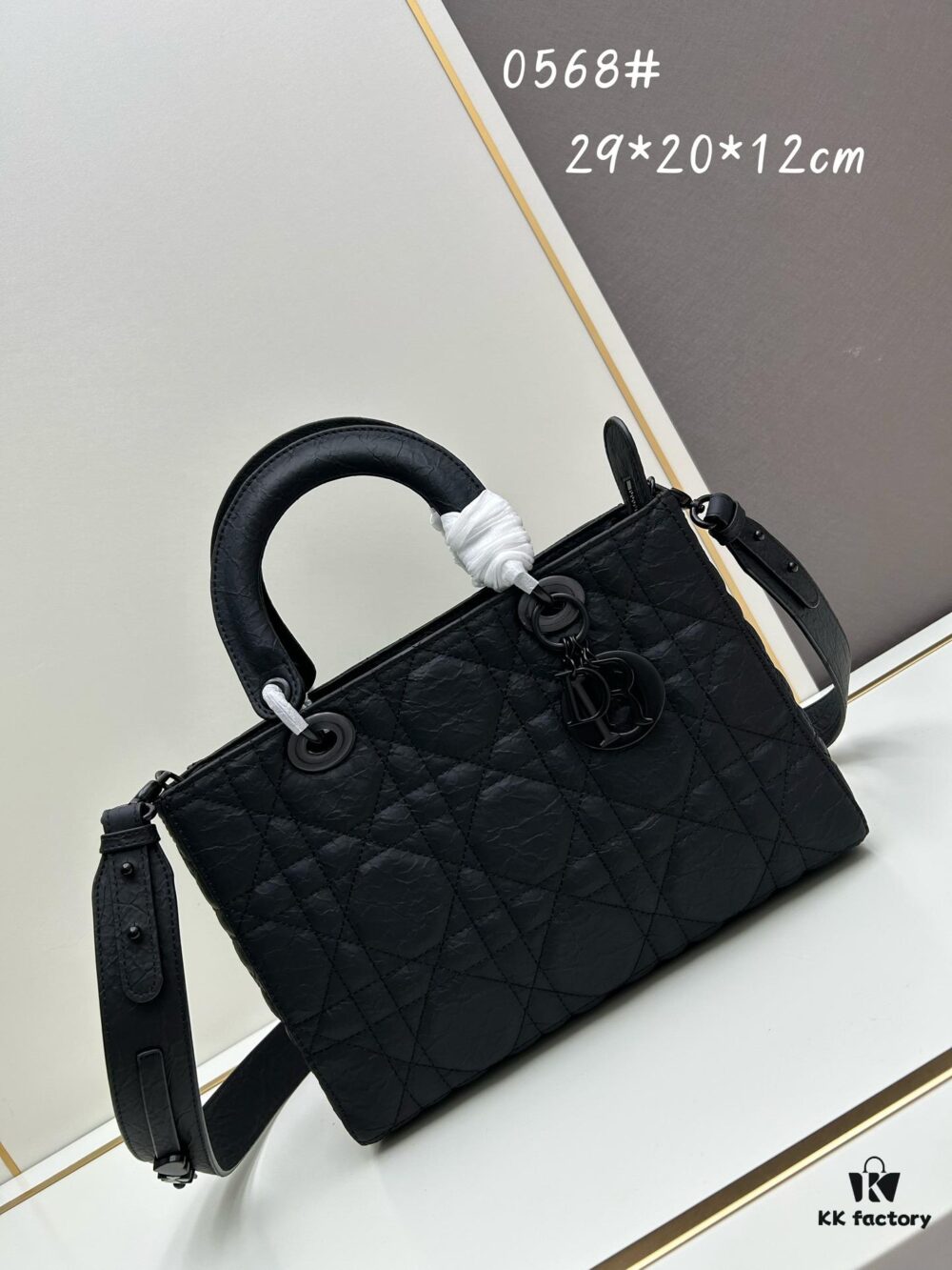 Large 29cm Dior D-Dream Crossbody Bag in Black Textured Calfskin [Landscape]