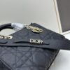 Large 29cm Dior Dior Caro Bag in Black Textured Calfskin with Cannage Stitching