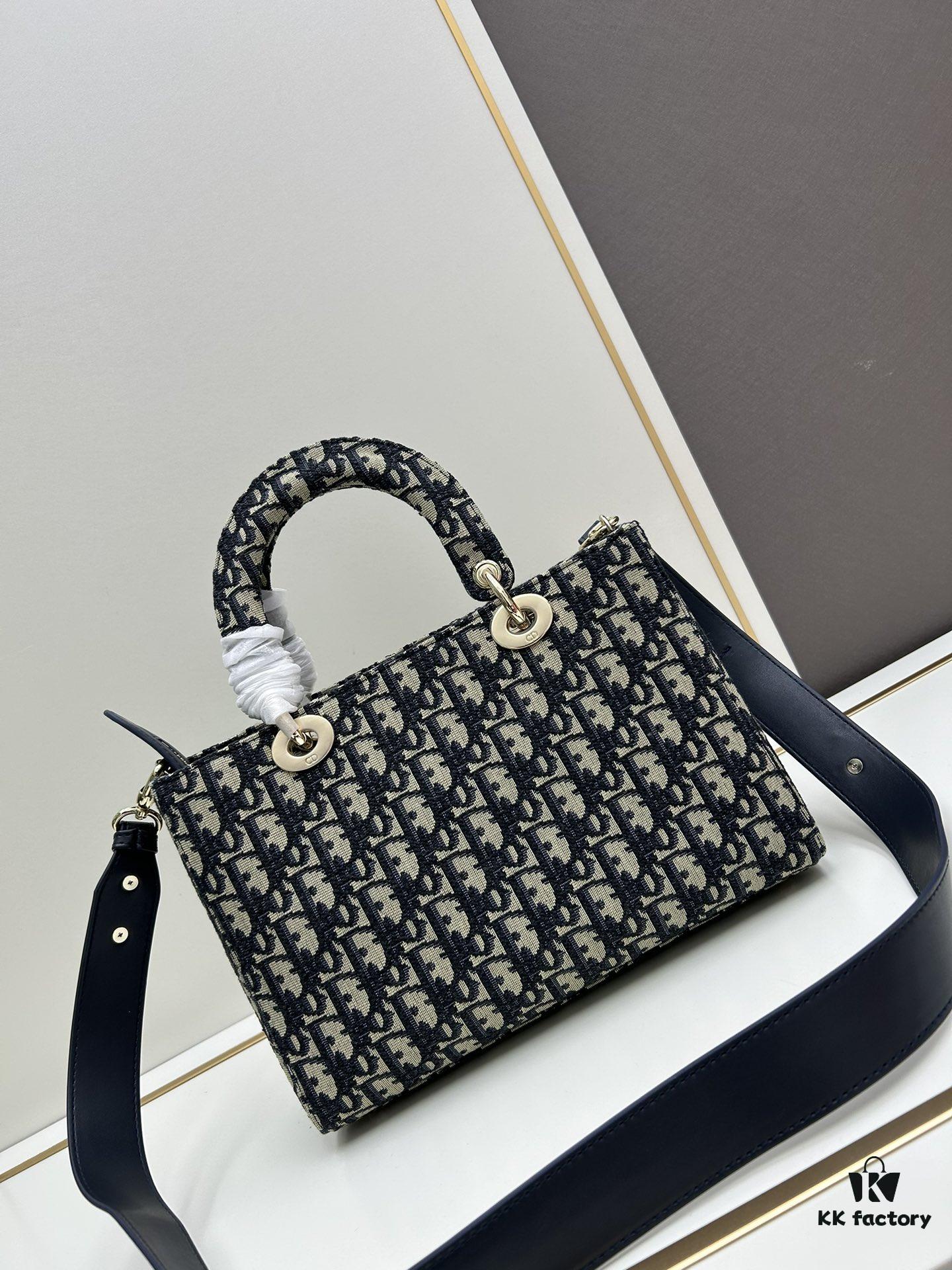 Large 29cm Dior Dior Caro Bag in Black Wrinkled Calfskin [Horizontal Style]