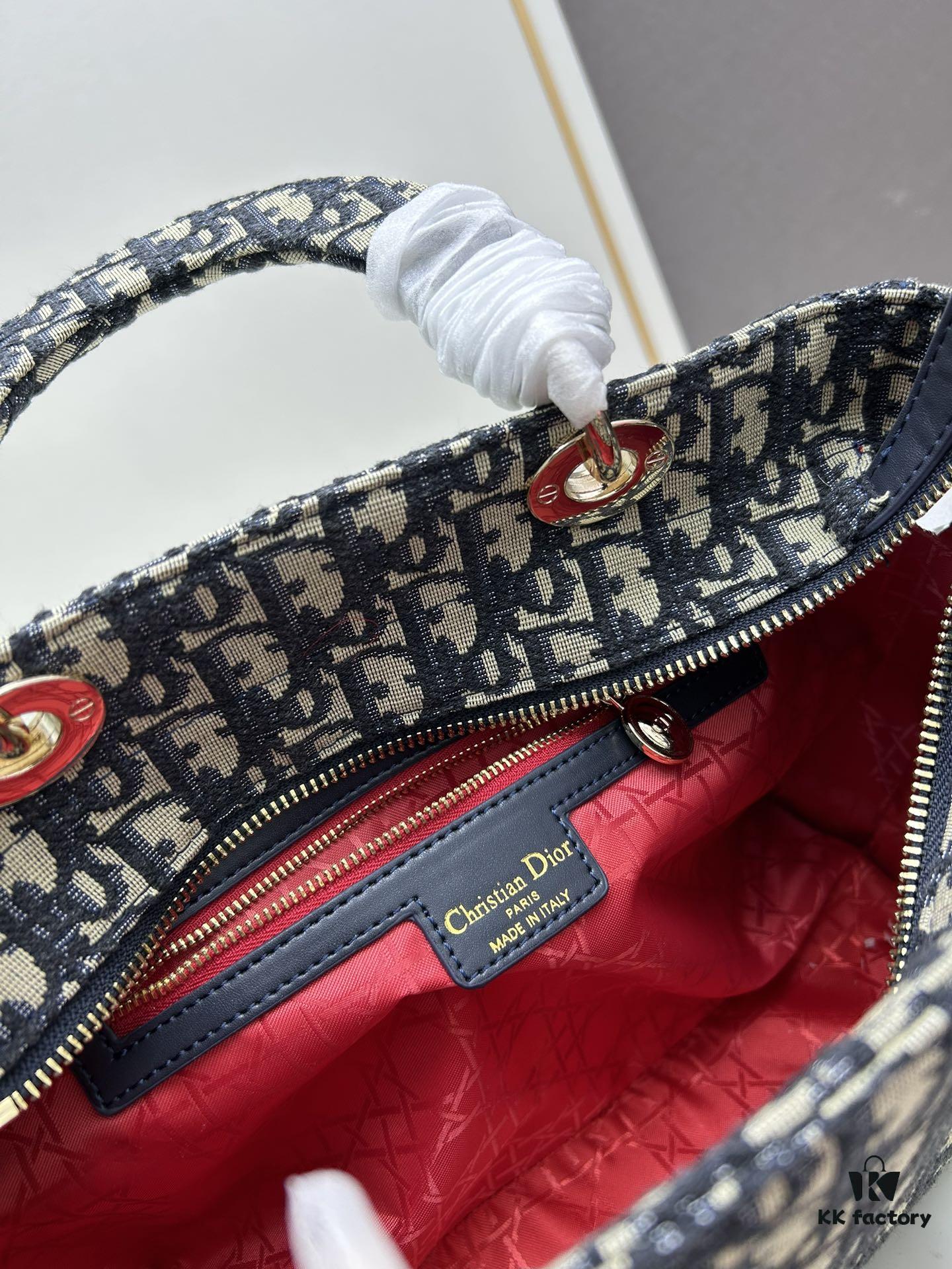 Large 29cm Dior Dior Caro Bag in Black Wrinkled Calfskin [Horizontal Style]