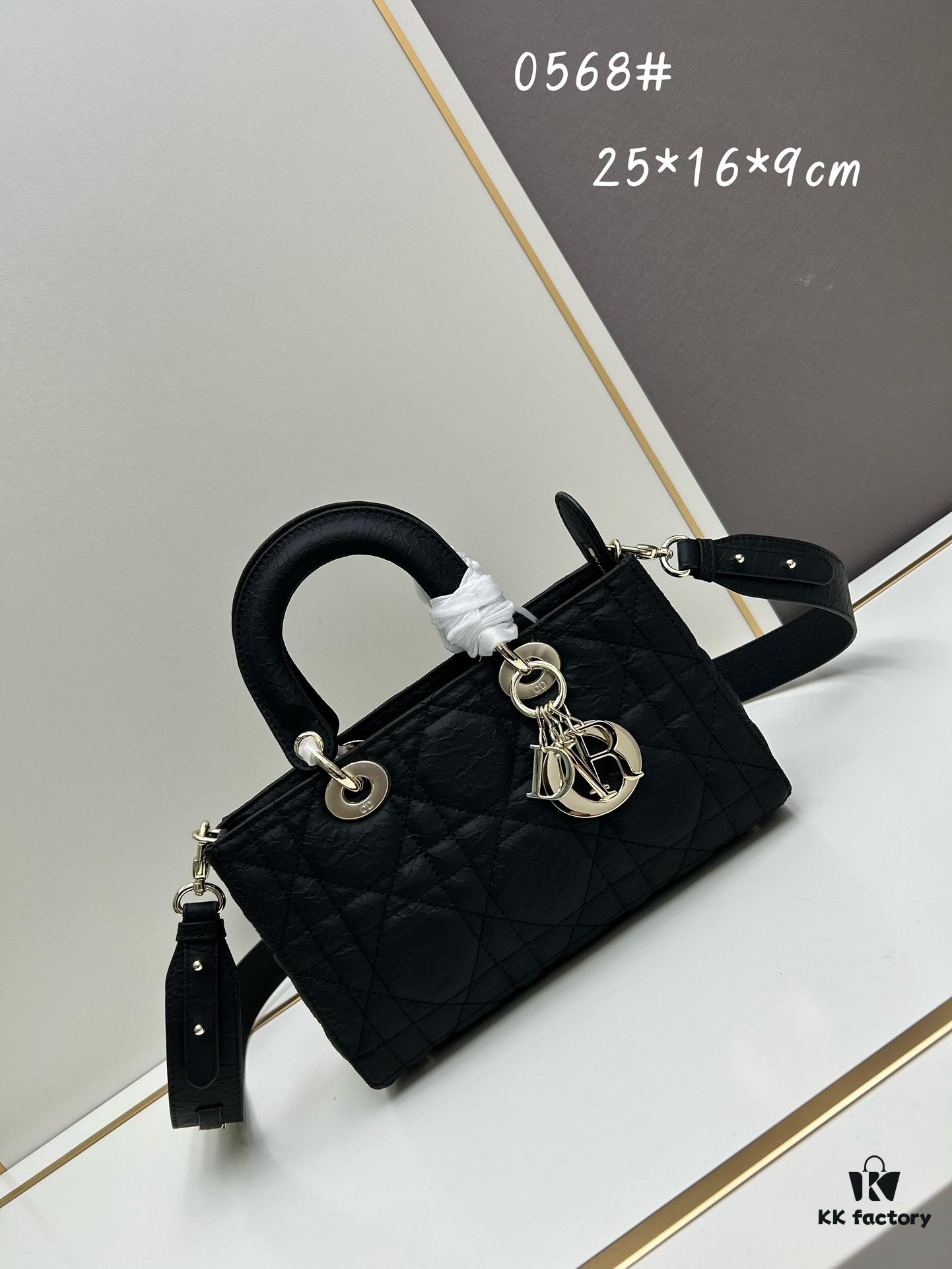 Dior Lady D-Lite Small Crossbody Bag in Black Quilted Calfskin
