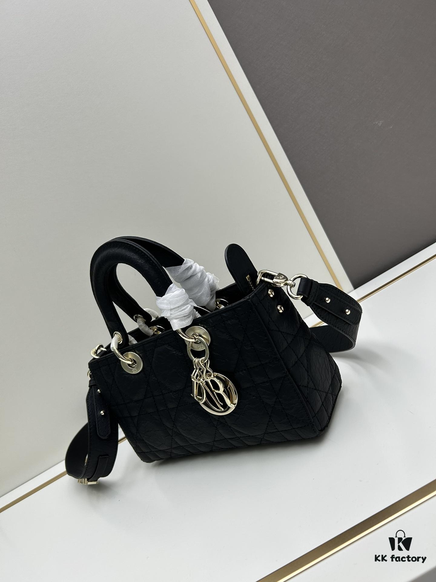 Dior Lady D-Lite Small Crossbody Bag in Black Quilted Calfskin with Cannage Stitching