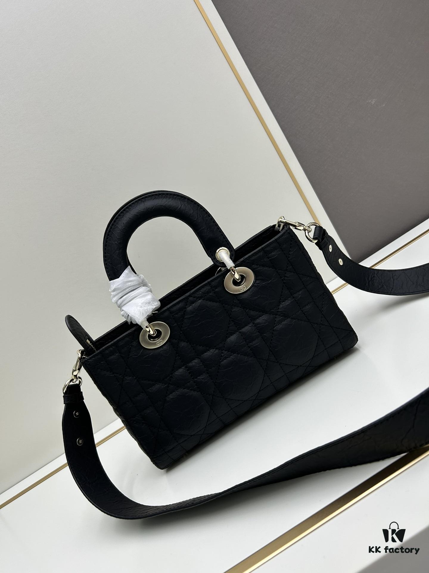 Dior Lady D-Lite Small Crossbody Bag in Black Quilted Calfskin with Cannage Stitching