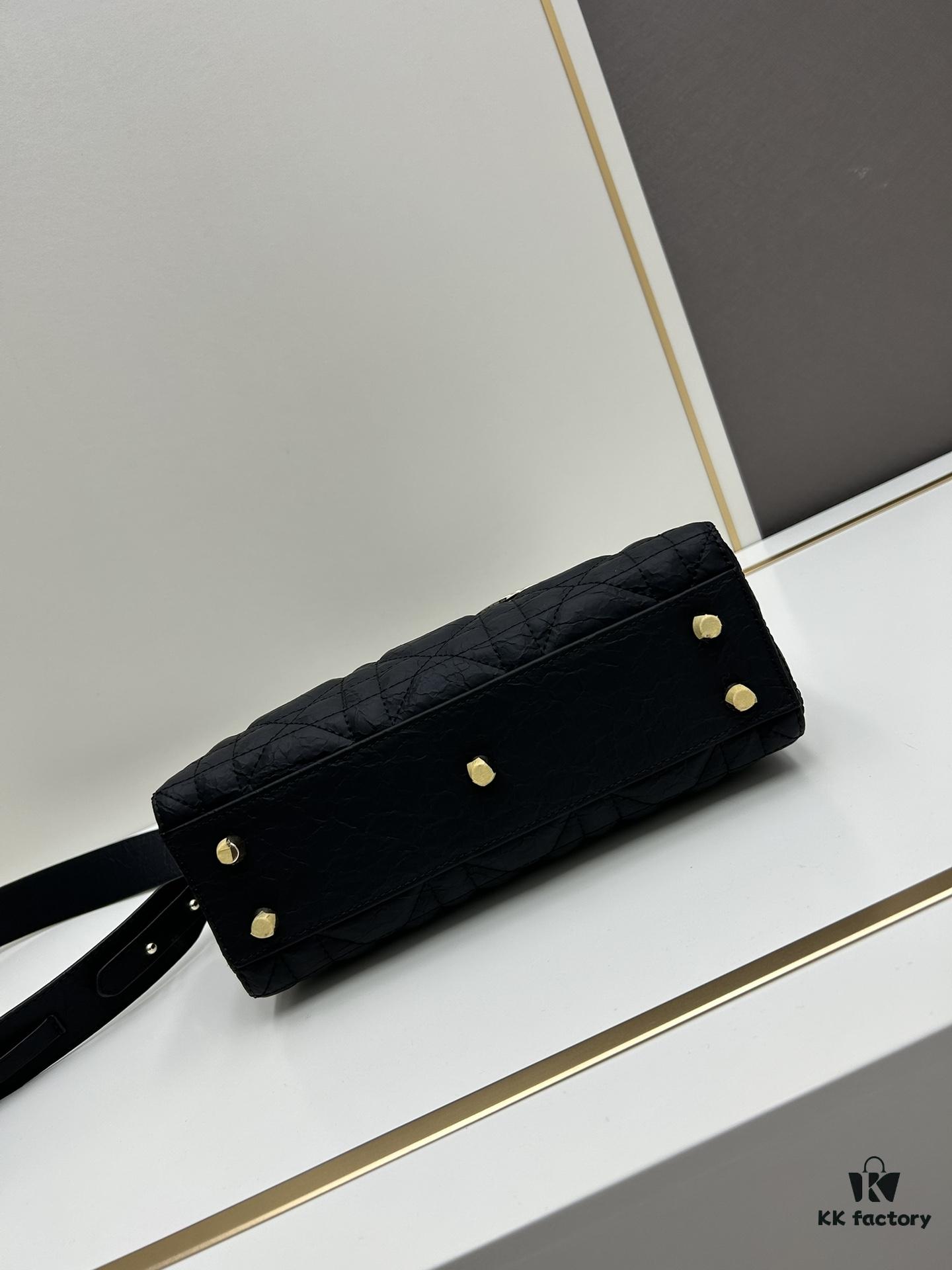 Dior Lady D-Lite Small Crossbody Bag in Black Quilted Calfskin with Cannage Stitching