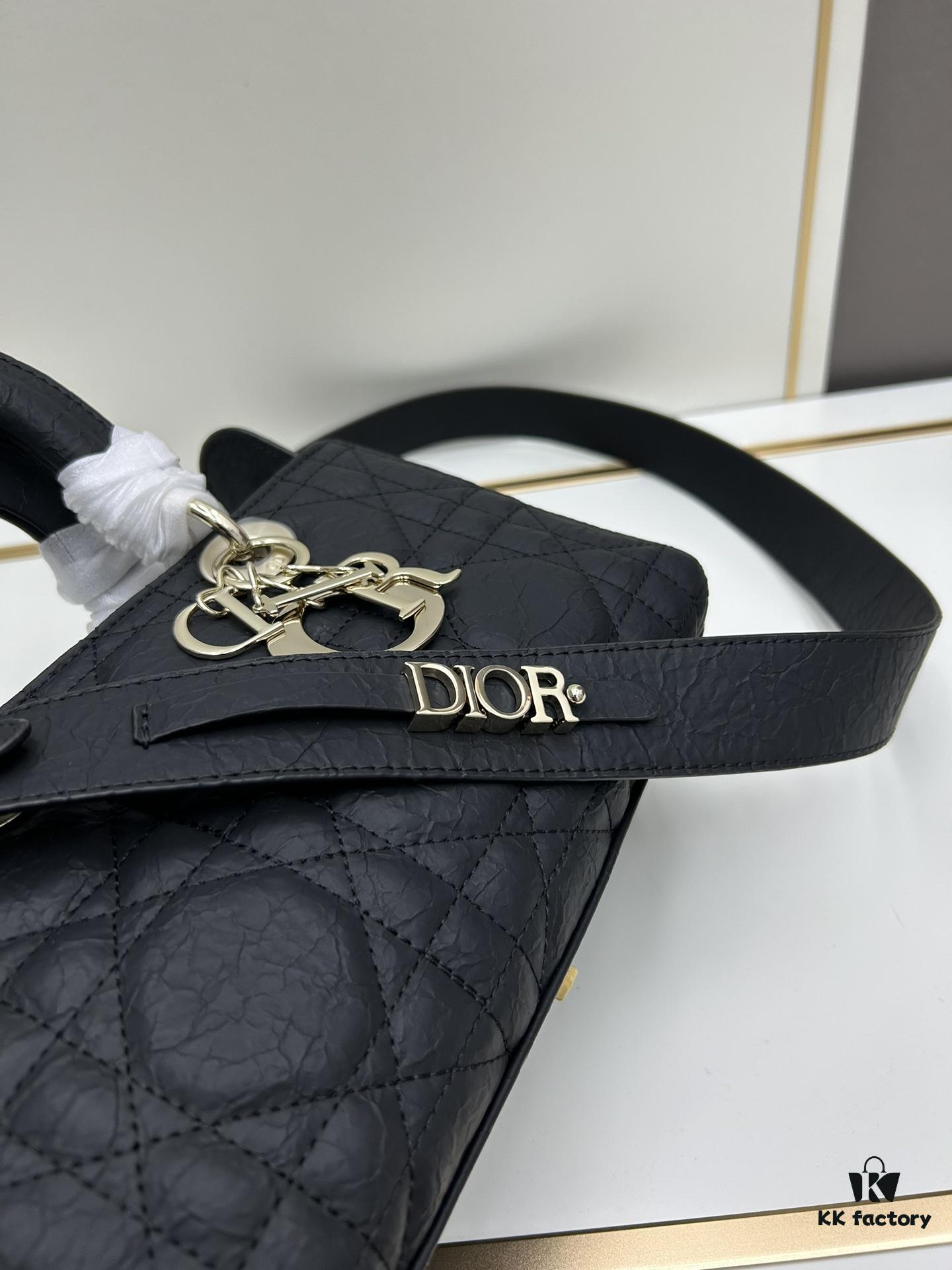 Dior Lady D-Lite Small Crossbody Bag in Black Quilted Calfskin with Cannage Stitching