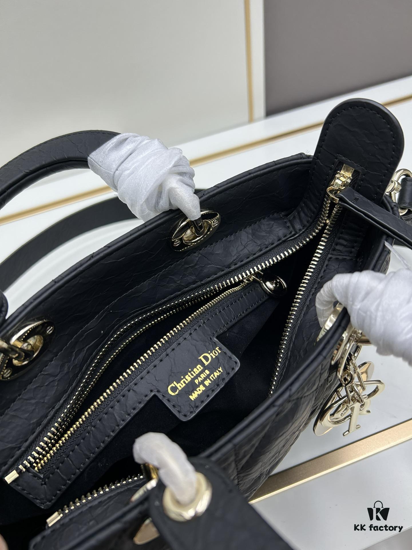 Dior Lady D-Lite Small Crossbody Bag in Black Quilted Calfskin with Cannage Stitching