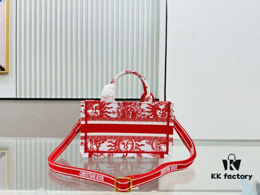 Dior Book Tote24 Mini with Adjustable Strap, Red Sun Head Design