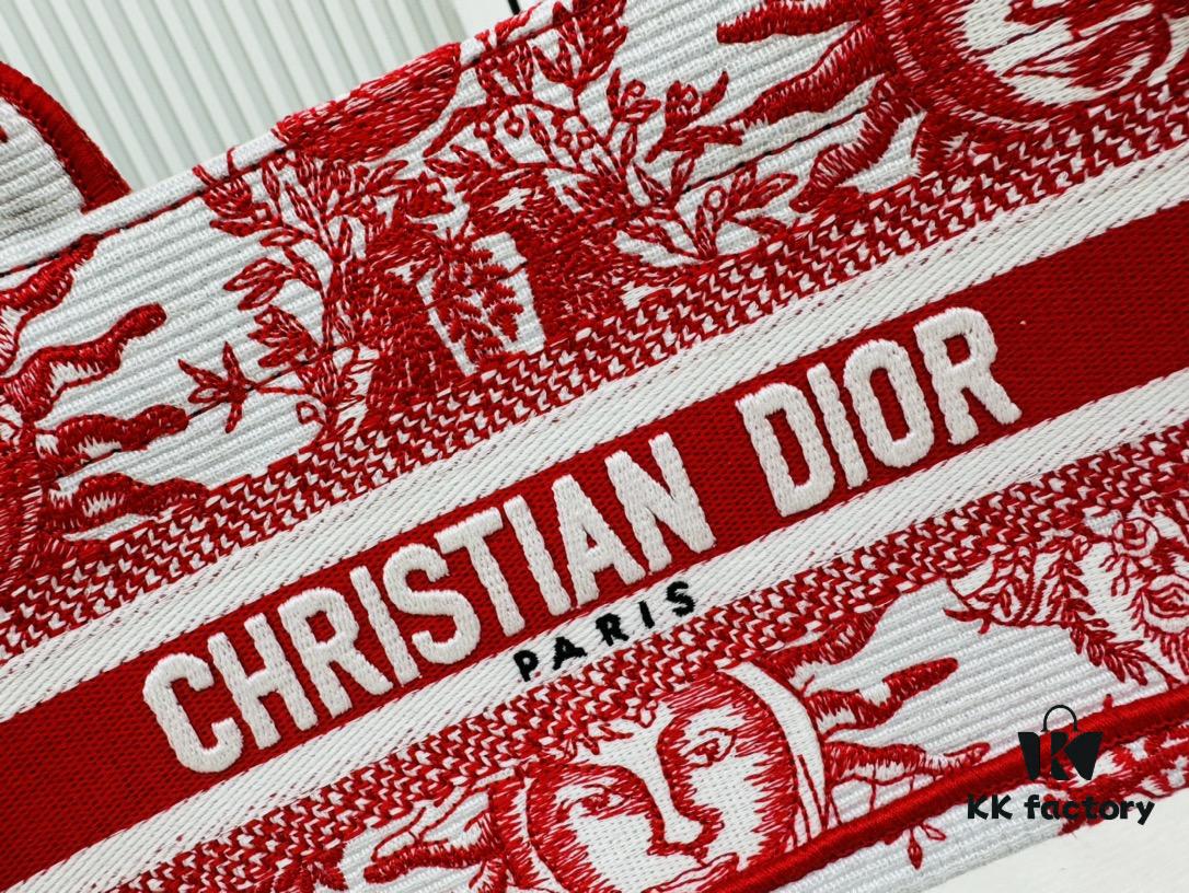 Dior Book Tote24 Mini with Adjustable Strap, Red Sun Head Design