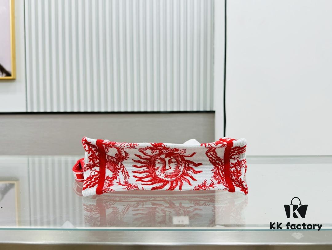 Dior Book Tote24 Mini with Adjustable Strap, Red Sun Head Design