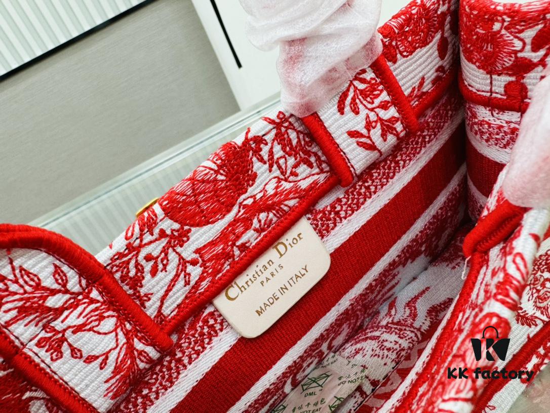 Dior Book Tote24 Mini with Adjustable Strap, Red Sun Head Design