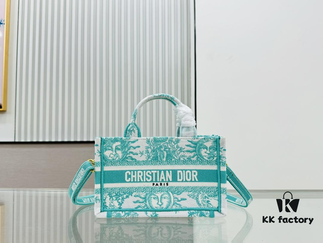 Dior Book Tote 24 Spring/Summer New Arrival Mini Green Sun Head with Shoulder Strap