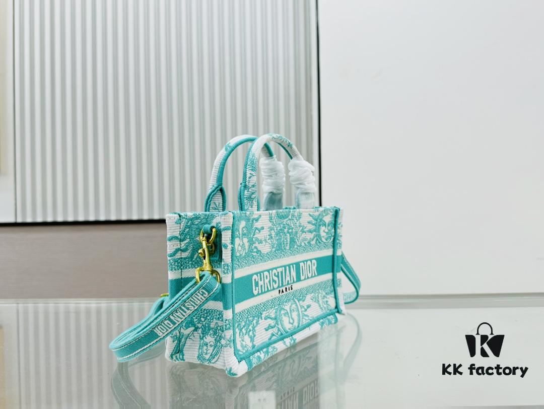 Dior Book Tote 24 Spring/Summer New Arrival Mini Green Sun Head with Shoulder Strap