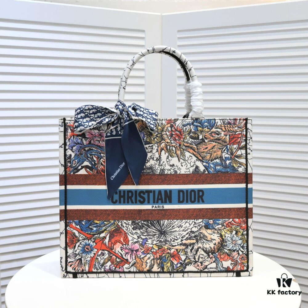 Large Size 🔥 Embroidered Edge Dior New Arrival Boutique Shopping Bag! Limited Edition Celebrity Style!