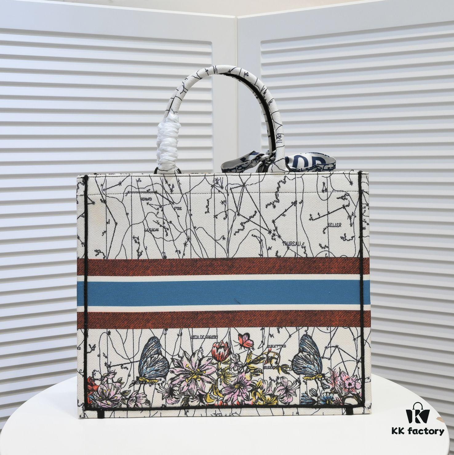 Large Size 🔥 Embroidered Edge Dior New Arrival Boutique Shopping Bag! Limited Edition Celebrity Style!