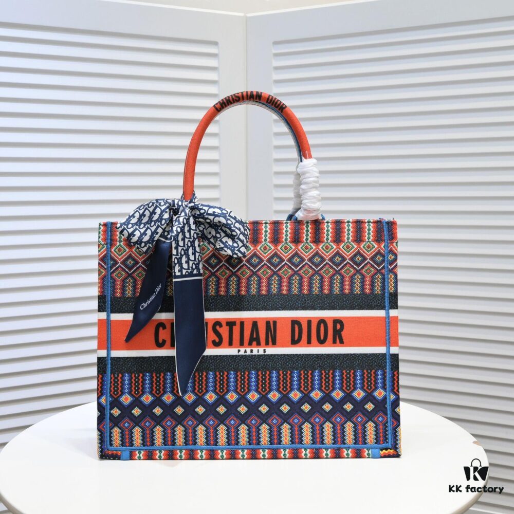 Dior Small Shopping Bag with Silk Scarf, Lockstitch, Counter New Arrival, Limited Edition, Celebrity Style