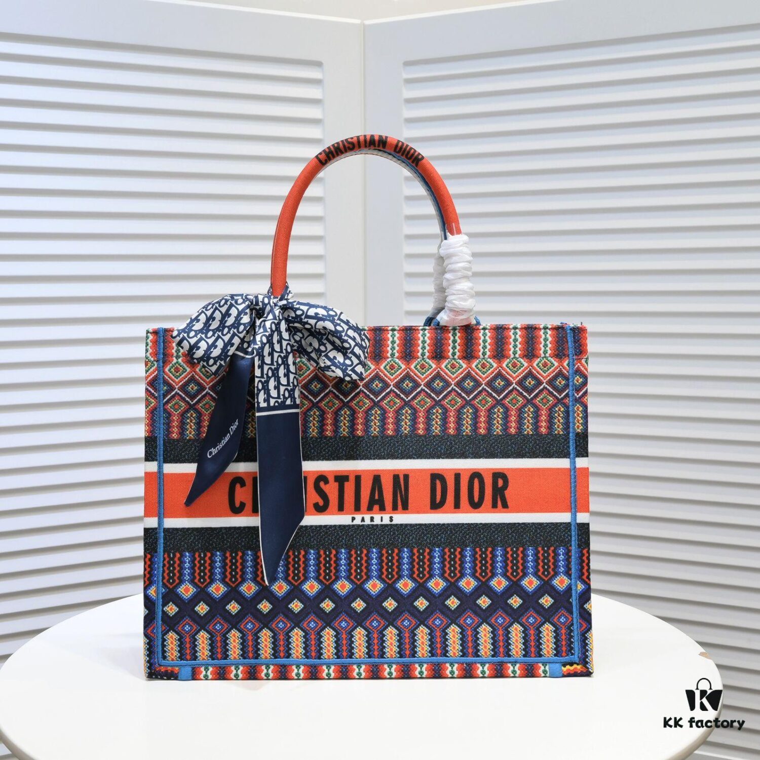Dior Small Shopping Bag with Silk Scarf, Lockstitch, Counter New Arrival, Limited Edition, Celebrity Style