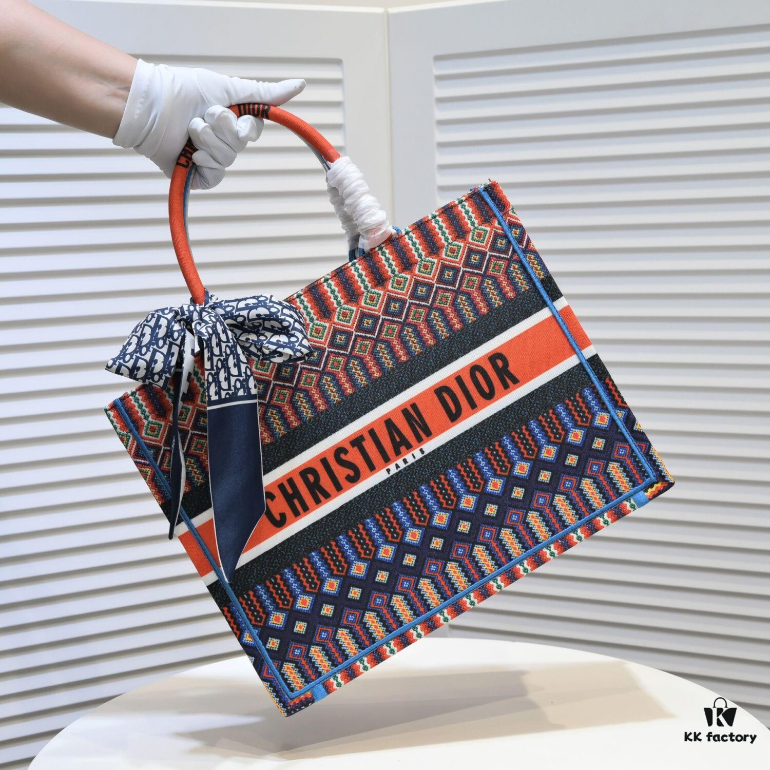 Dior Small Shopping Bag with Silk Scarf, Lockstitch, Counter New Arrival, Limited Edition, Celebrity Style