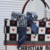 Large Size 🔥 Embroidered Edge Dior Shopping Tote Bag! Counter Version! Limited Edition, Celebrity Style, Imported Fabric, High-End Quality, Fits Counter Inspection, Extra Large Capacity, Perfect for Outings