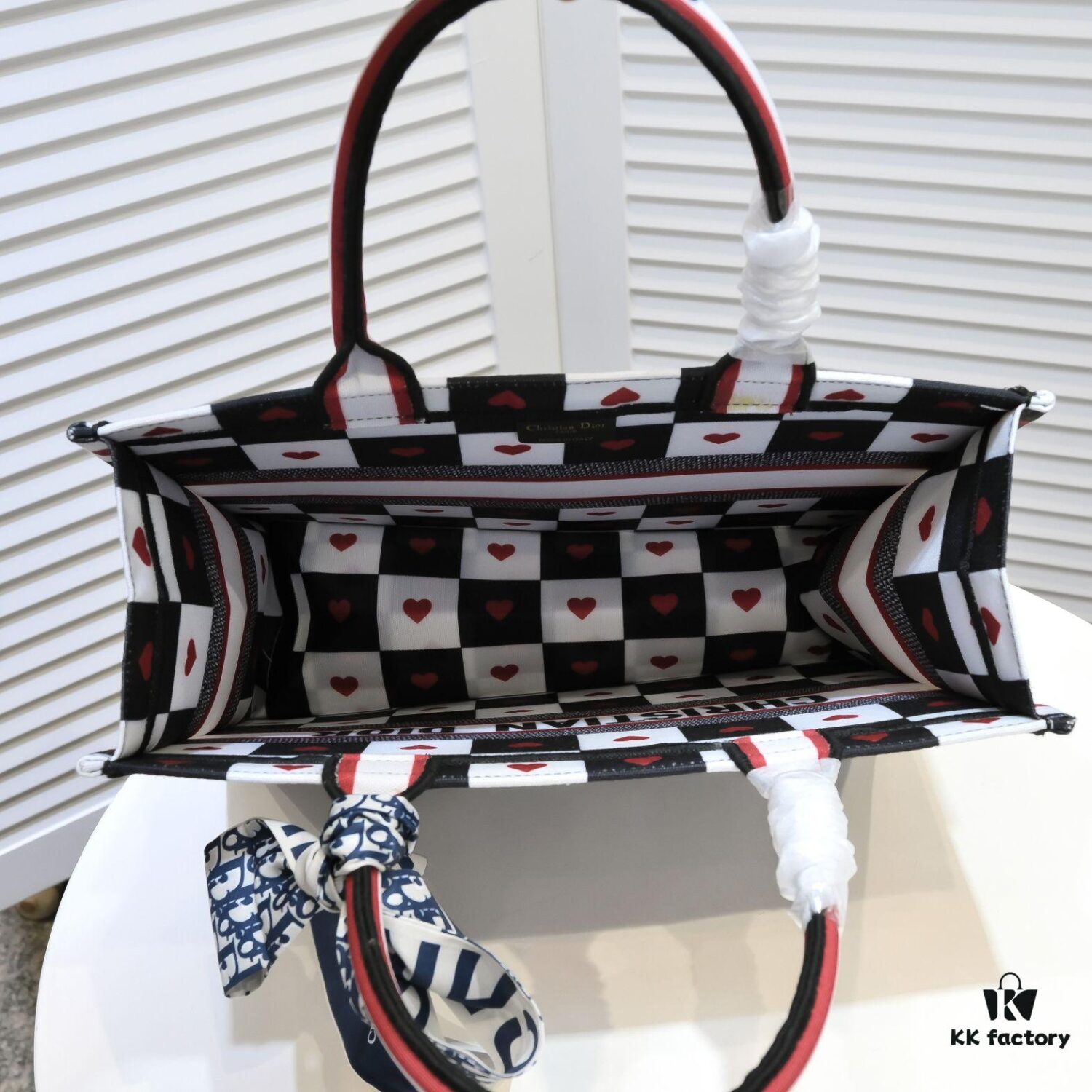 Dior Small Shopping Bag with Silk Scarf, Hemmed, New Arrival from Dior Counter, Limited Edition, Celebrity Style, High-End Quality, Imported Fabric