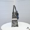 Dior Small Shopping Bag with Silk Scarf, Bound Edges, Model No. 8034, 36*27*16cm, Imported Fabric, Limited Edition, Celebrity Style