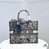 Dior Small Shopping Bag with Silk Scarf, Bound Edges, Model No. 8034, 36*27*16cm, Imported Fabric, Limited Edition, Celebrity Style