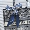 Dior Small Shopping Bag with Silk Scarf, Bound Edges, Model No. 8034, 36*27*16cm, Imported Fabric, Limited Edition, Celebrity Style