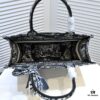 Dior Small Shopping Bag with Silk Scarf, Bound Edges, Model No. 8034, 36*27*16cm, Imported Fabric, Limited Edition, Celebrity Style