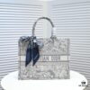 Dior Small Shopping Bag with Silk Scarf, Edged Design, Limited Edition, Celebrity Style, Imported Fabric, High-End Quality