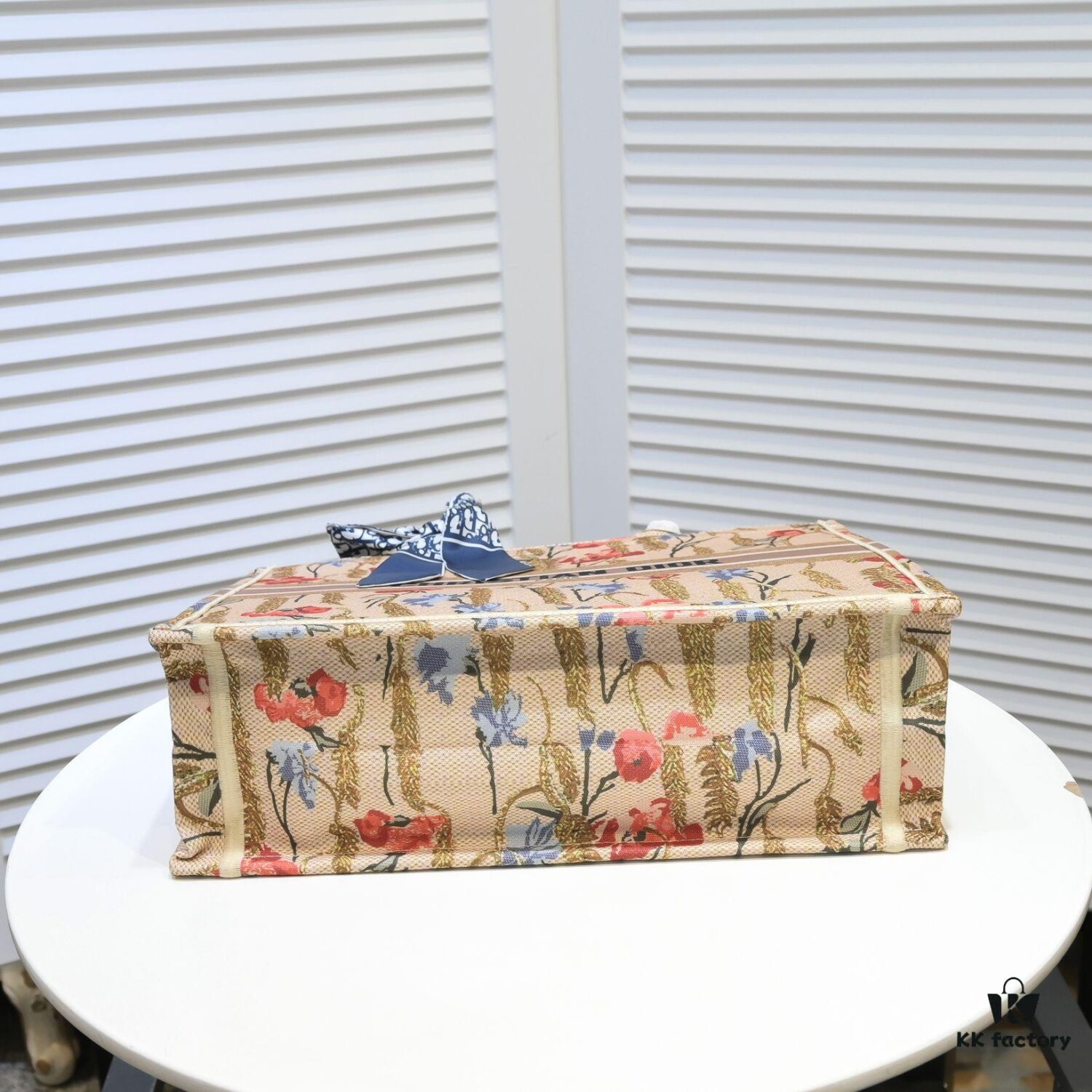 Large Dior Shopping Bag with Embroidery and Stitched Edging - Includes Silk Scarf, Limited Edition, Celebrity Style