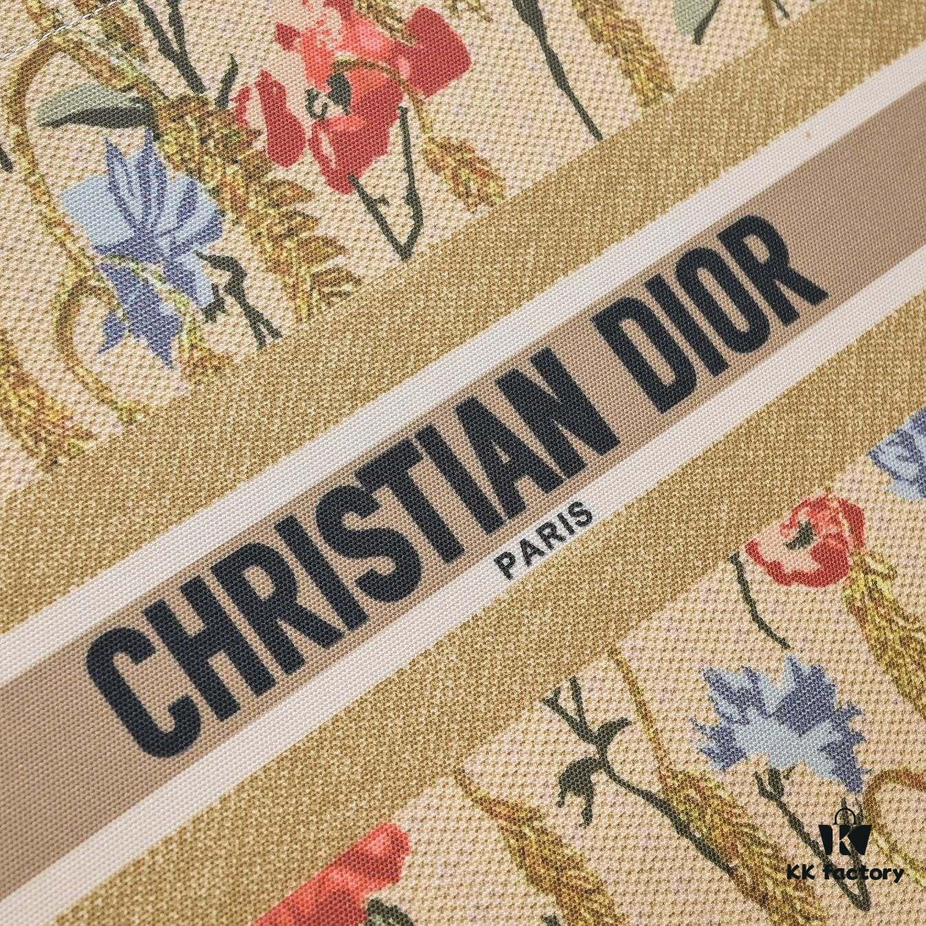 Large Dior Shopping Bag with Embroidery and Stitched Edging - Includes Silk Scarf, Limited Edition, Celebrity Style