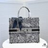 Large DIOR Dior Shopping Bag with Silk Scarf, Embroidered Edging, Limited Edition, Celebrity Style, High-End Quality