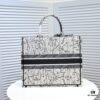 Large DIOR Dior Shopping Bag with Silk Scarf, Embroidered Edging, Limited Edition, Celebrity Style, High-End Quality