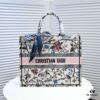 Large Size Dior Shopping Tote with Scarf, Embroidered Edging, Limited Edition, Celebrity Style, High-Quality Imported Fabric