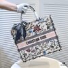 Large Size Dior Shopping Tote with Scarf, Embroidered Edging, Limited Edition, Celebrity Style, High-Quality Imported Fabric