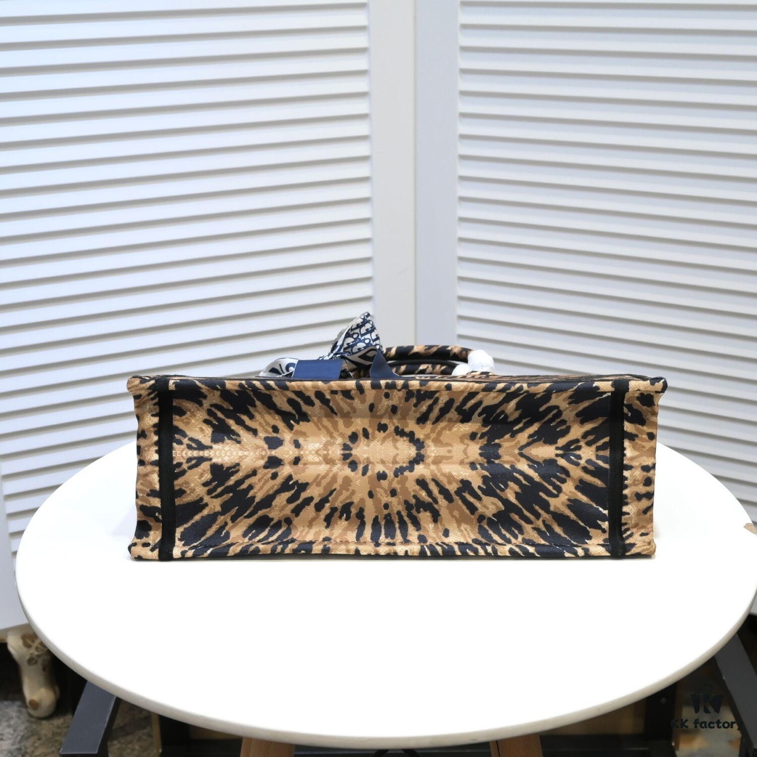 Large Dior Shopping Tote with Silk Scarf, Embroidered Edging, Limited Edition, Celebrity Style, High-End Quality, Imported Fabric