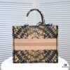 Large Dior Shopping Tote with Silk Scarf, Embroidered Edging, Limited Edition, Celebrity Style, High-End Quality, Imported Fabric