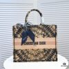 Large Dior Shopping Tote with Silk Scarf, Embroidered Edging, Limited Edition, Celebrity Style, High-End Quality, Imported Fabric