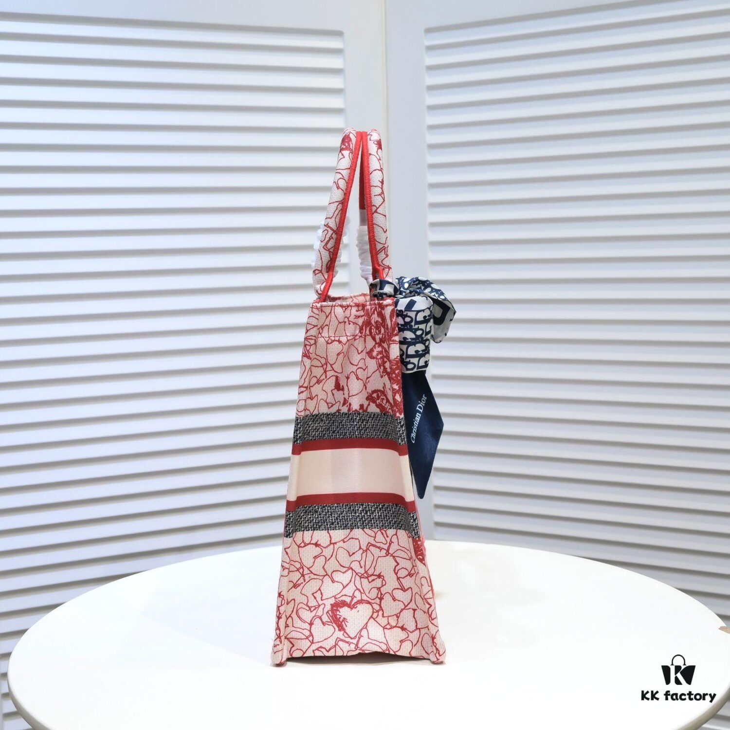 Dior Small Shopping Bag with Silk Scarf, Hemmed, New Arrival from Dior Counter, Limited Edition, Celebrity Style