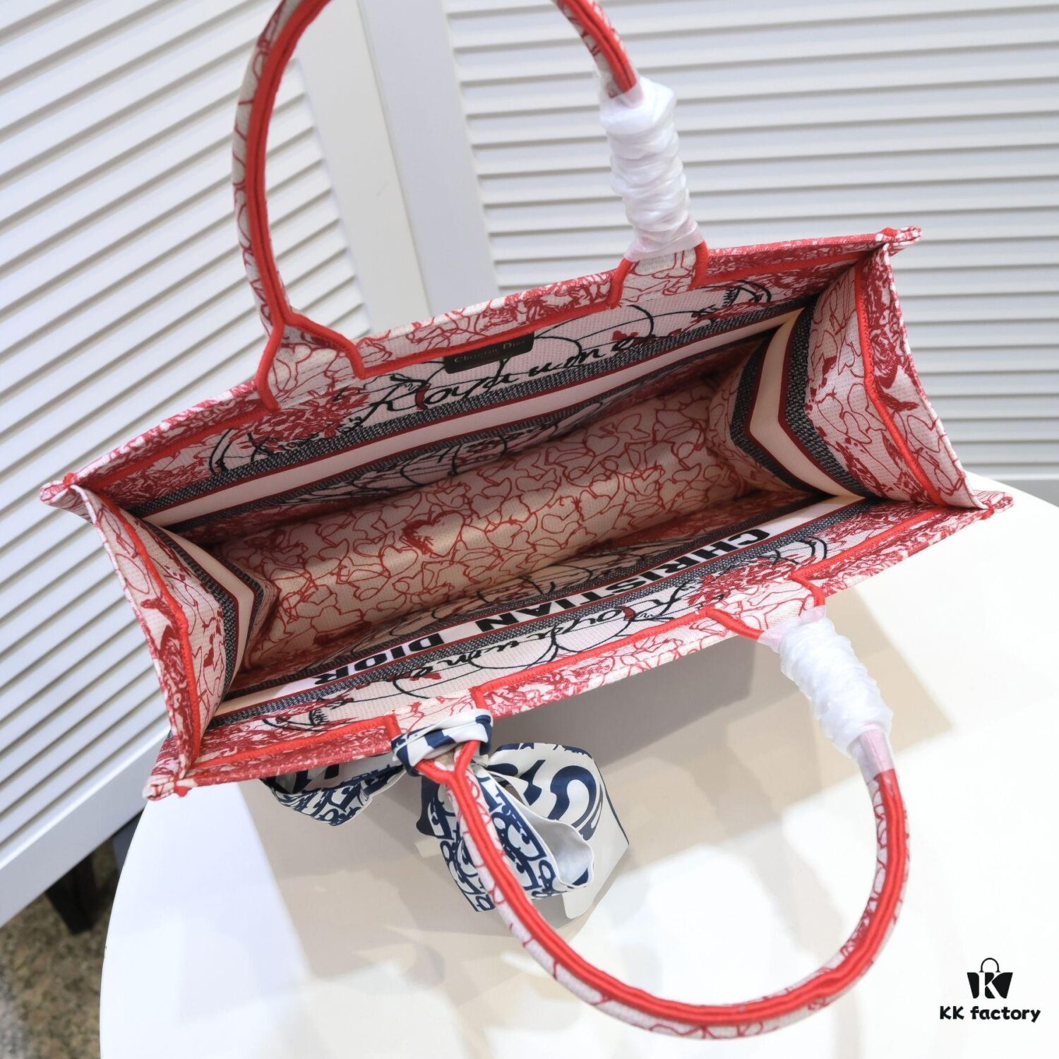 Dior Small Shopping Bag with Silk Scarf, Hemmed, New Arrival from Dior Counter, Limited Edition, Celebrity Style
