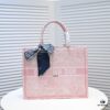 Dior Small Shopping Bag with Silk Scarf, Hemmed, New Arrival at Dior Counter, Limited Edition Worn by Celebrities, Stylish and Elegant, Imported Fabric, High-End Quality