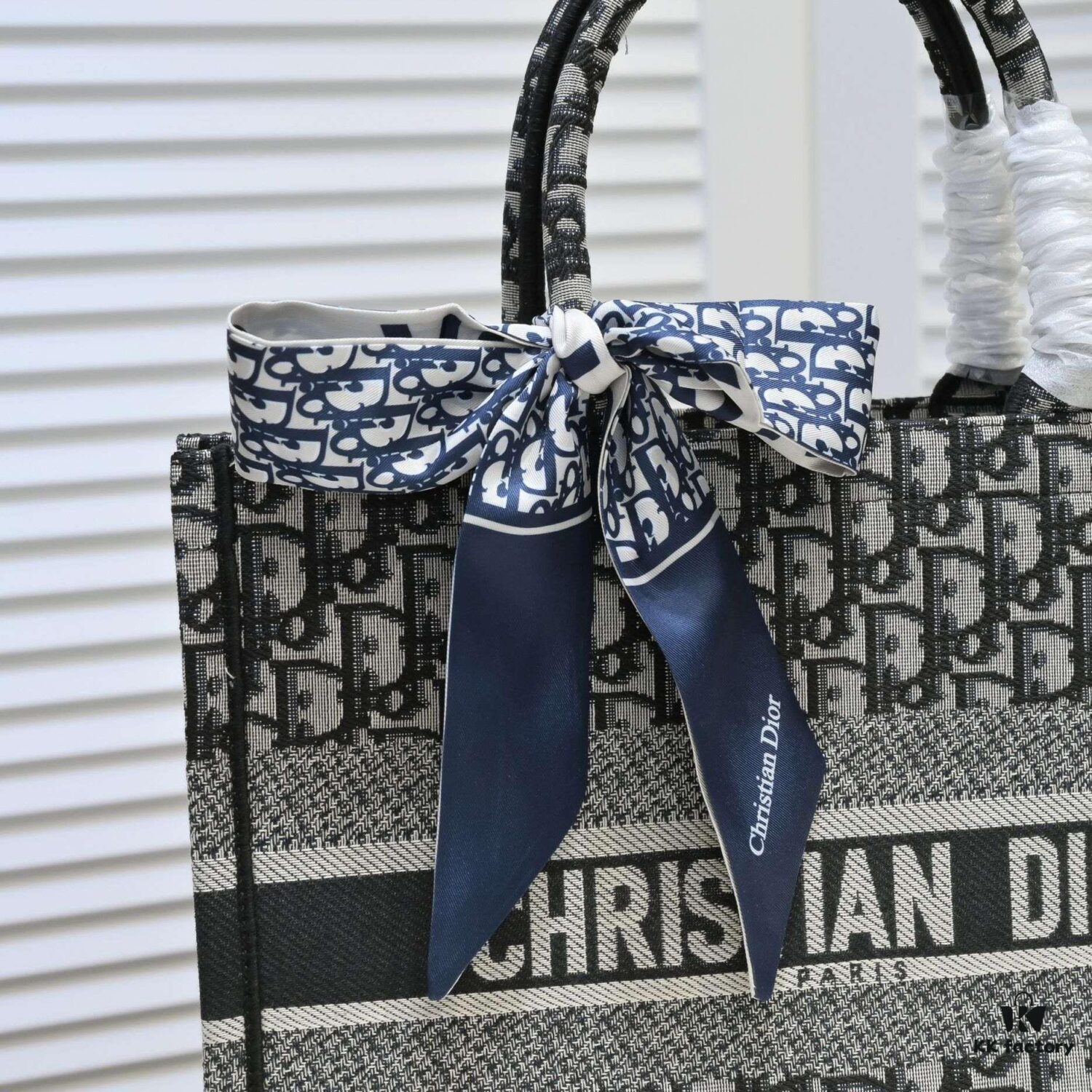 Dior Small Shopping Bag with Silk Scarf, Bound Edges, New Arrival from Dior Counter, Limited Edition, Celebrity Style